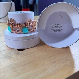 Rose Gold Bracelet with Turquoise Stones